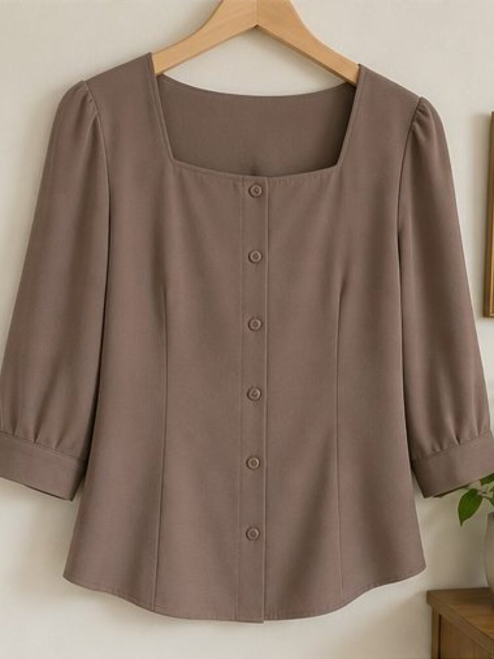 Taupe Ruffle Blouse